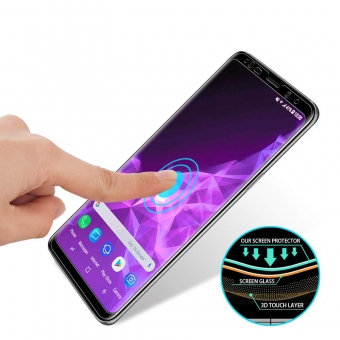 Samsung Galaxy S9 / S9 plus protecteur d'écran en verre trempé recouvert de colle et recouvert avec applicateur