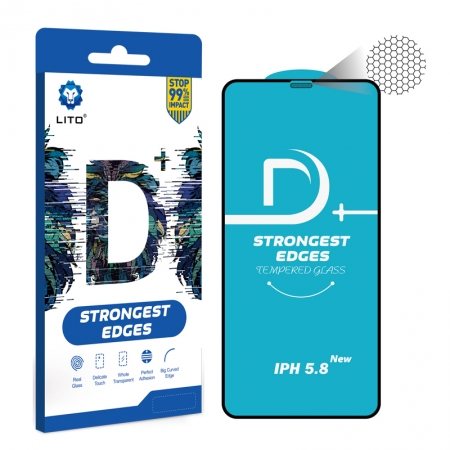 D + Dustproof Protecteur d'écran en verre trempé à couverture totale et à couverture intégrale pour iPhone X / XS / 11 Pro 
