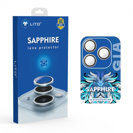 Protecteur d'objectif d'appareil photo Lito S + Sapphire avec applicateur facile à installer pour iPhone série 15 