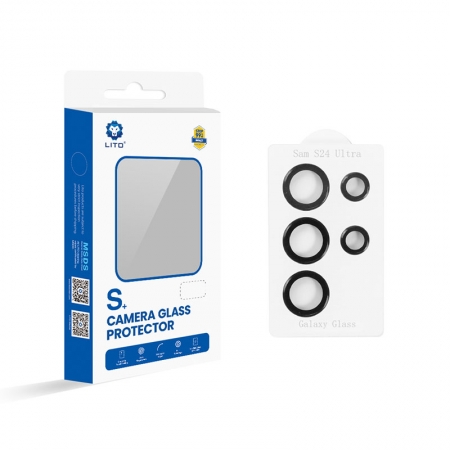 Protecteur d'objectif d'appareil photo à couverture complète Lito 3D avec applicateur pour la série Samsung Galaxy S24
         
