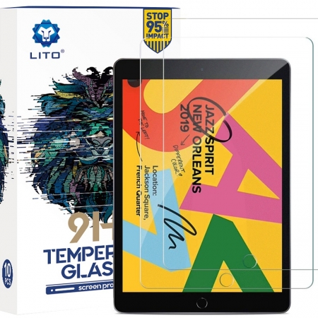 Protecteur d'écran en verre mat de Full Coverage Full Glue 9H de dureté LITO pour iPad 10.2-inch (7ème génération, 2019) 