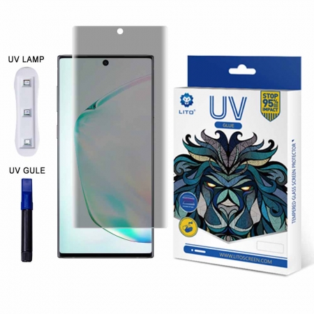 
     Protecteur d'écran de confidentialité en verre à couverture complète LITO E + UV pour colle liquide UV pour Samsung Note 10
     
