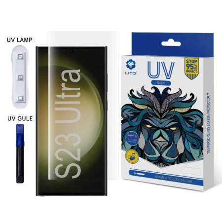 Protecteur d'écran en verre trempé à couverture complète LITO E + colle liquide UV pour Samsung Galaxy S23 Ultra 