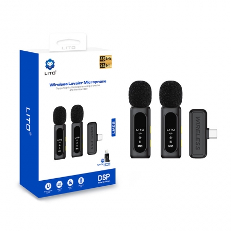 Microphone cravate sans fil professionnel Lito LM02 pour l'enregistrement sur smartphone 