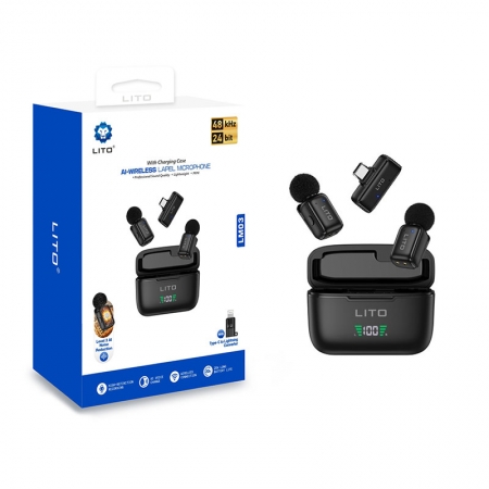 Microphone cravate sans fil professionnel LM03 avec IA pour le streaming en direct et le vlogging 