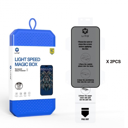 Protection d'écran LITO D+ Light Speed Magic Box 0,3 mm en verre trempé avec protection antistatique pour une confidentialité totale. 
