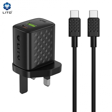 Chargeur rapide LITO LC16 GaN 20W avec USB-C et USB-A 