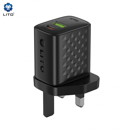 Chargeur rapide LITO LC16 GaN 20W avec USB-C et USB-A 