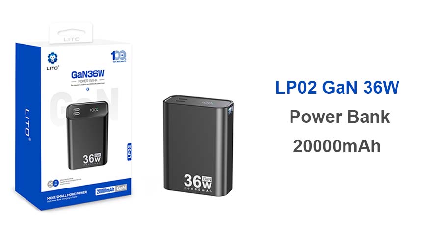 LITO LP02 GAN 36W Banque d'alimentation à charge rapide 20000mAh