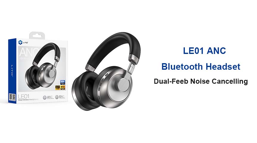 Casque Bluetooth 5.4 LITO LE01 ANC, double alimentation, réduction du bruit, 40 h d'autonomie
