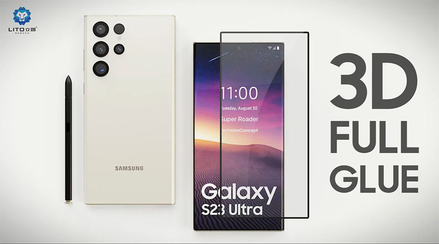 Protecteur d'écran en verre trempé Lito Full Glue pour Samsung Galaxy S23 Ultra