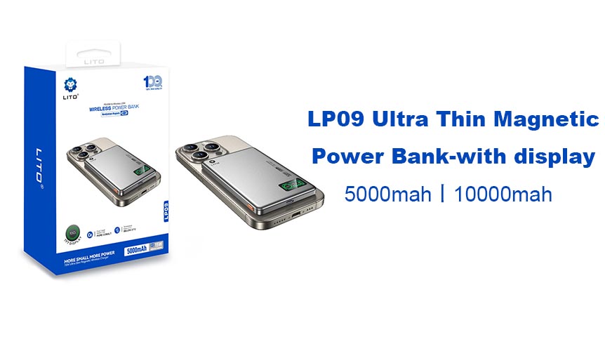 Batterie externe magnétique ultra-fine LITO LP09 avec écran : intelligente, fine et fiable