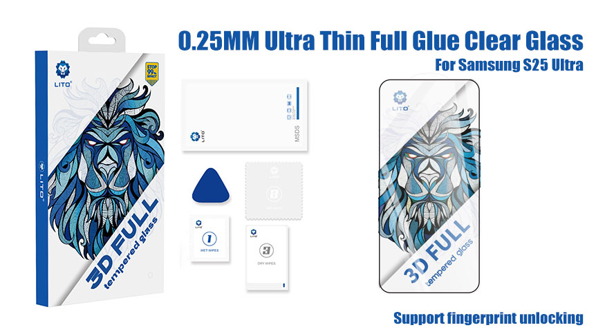 Lito 3D Full Glue 0,25 mm Ultra Thin Glass Screen Protector pour Samsung S25 Ultra