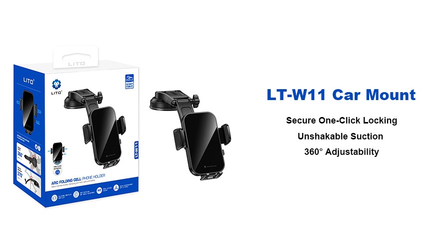 Support voiture LITO LT-W11 : verrouillage en un clic et rotation à 360°