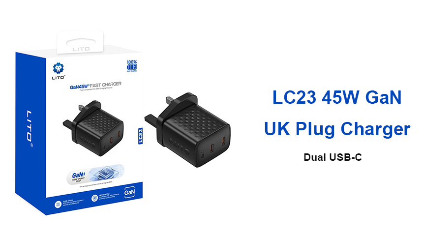 Charge rapide GaN 45W LITO LC23 pour deux appareils